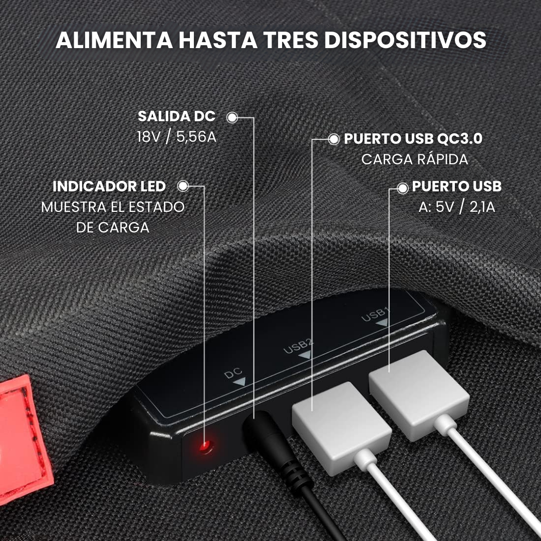 Panel Solar Portátil Plegable SP100 | 18 V/100 W