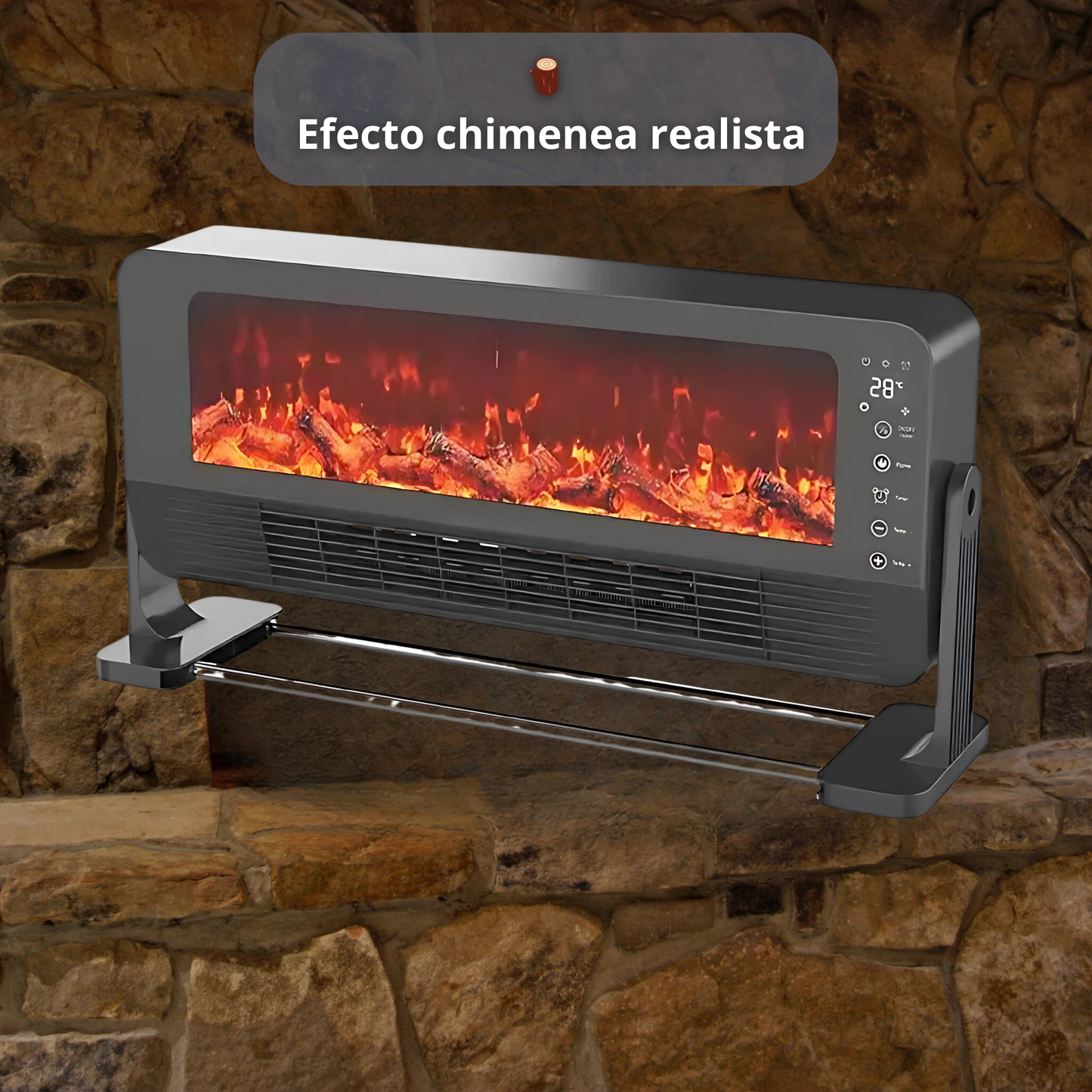 Calefactor Cerámico 2.000w Efecto Chimenea con Mando