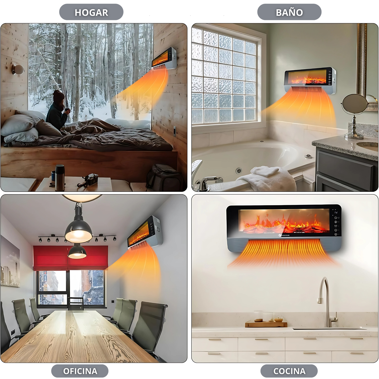 Calefactor Cerámico 2.000w Efecto Chimenea con Mando