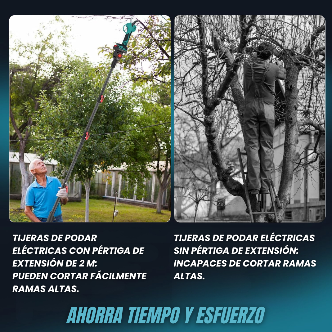 Tijera de Poda Eléctrica Portátil con Pértiga de Extensión