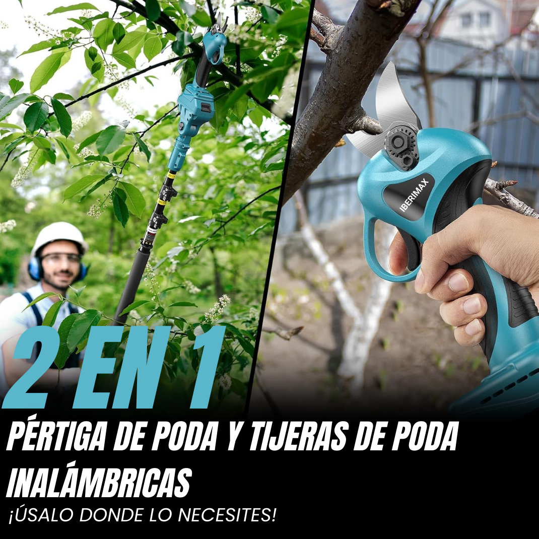 Tijera de Poda Eléctrica Portátil con Pértiga de Extensión