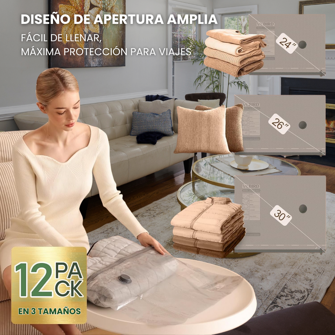 Bolsas al Vacío para Ropa con Bomba Inalámbrica