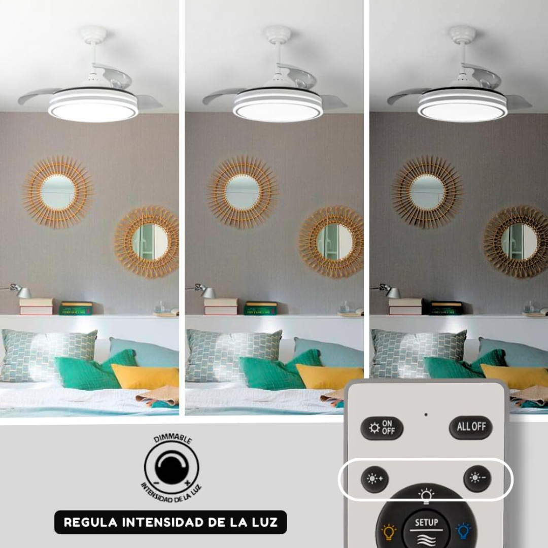 Ventilador Retráctil de Techo con Luz Regulable
