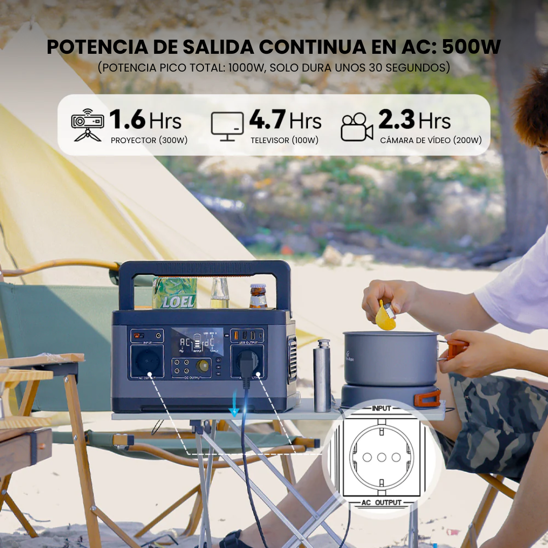 Estación de Energía Portátil P63 | 500 W, 520 Wh