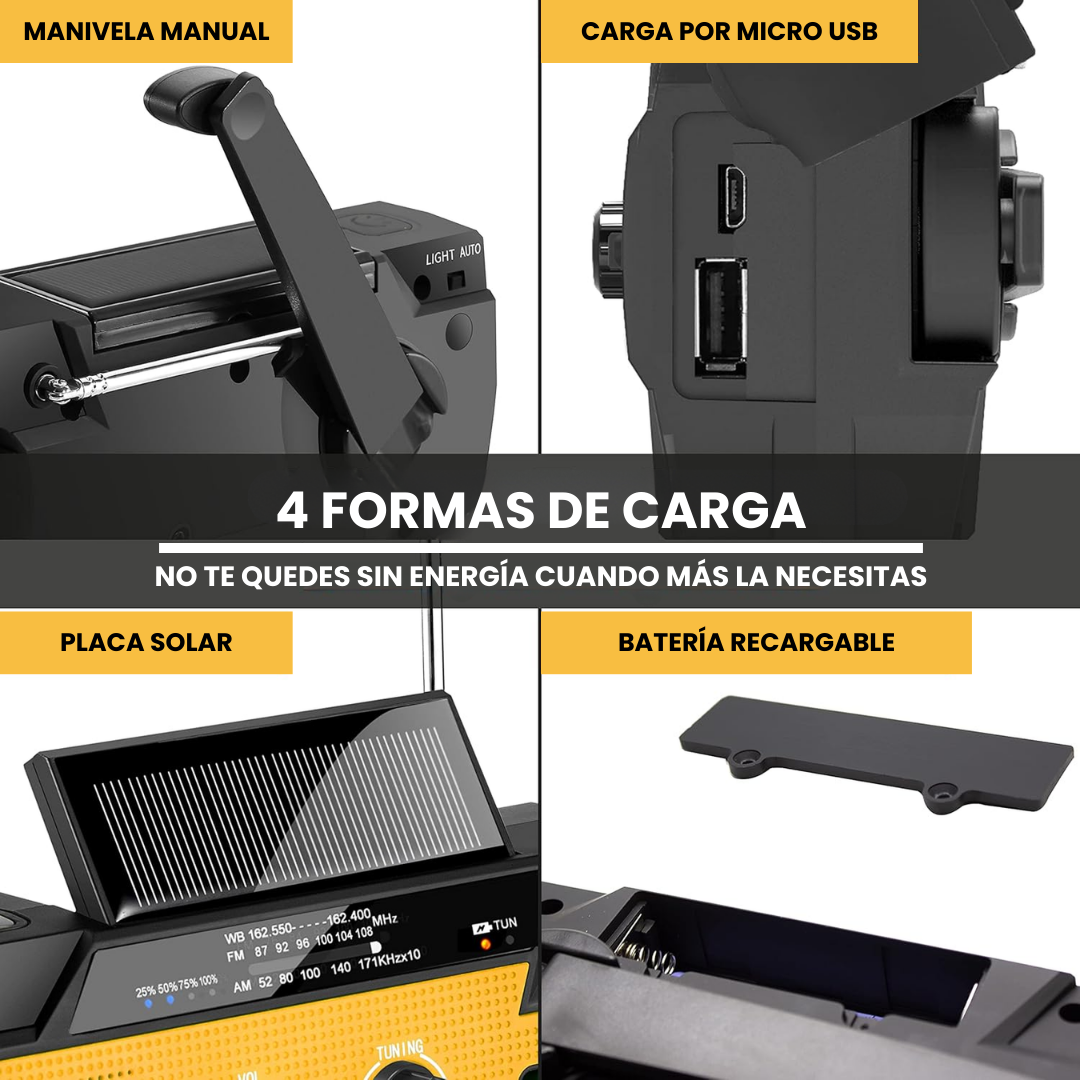 Radio de Emergencia 4 en 1 con Power Bank