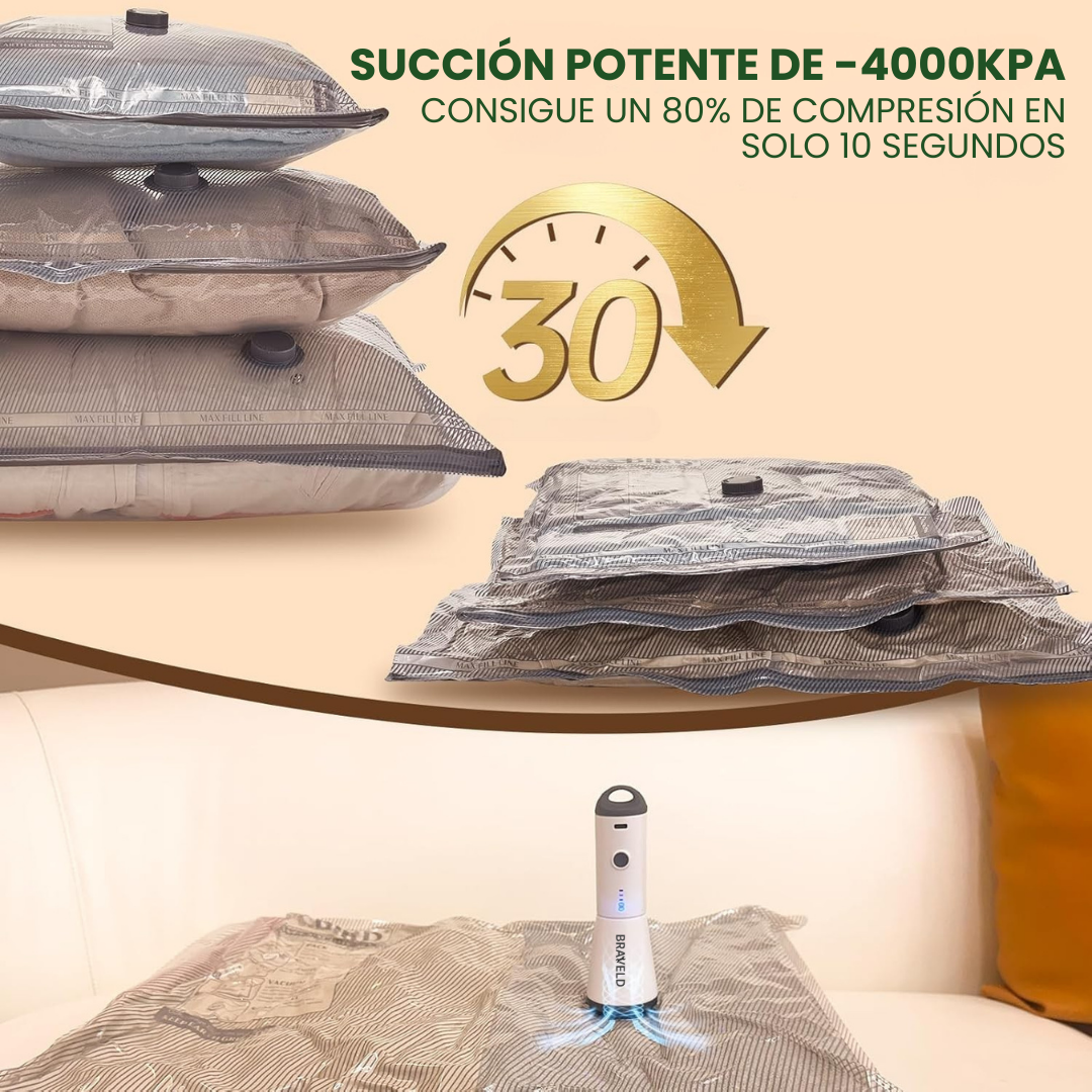 Bolsas al Vacío para Ropa con Bomba Inalámbrica