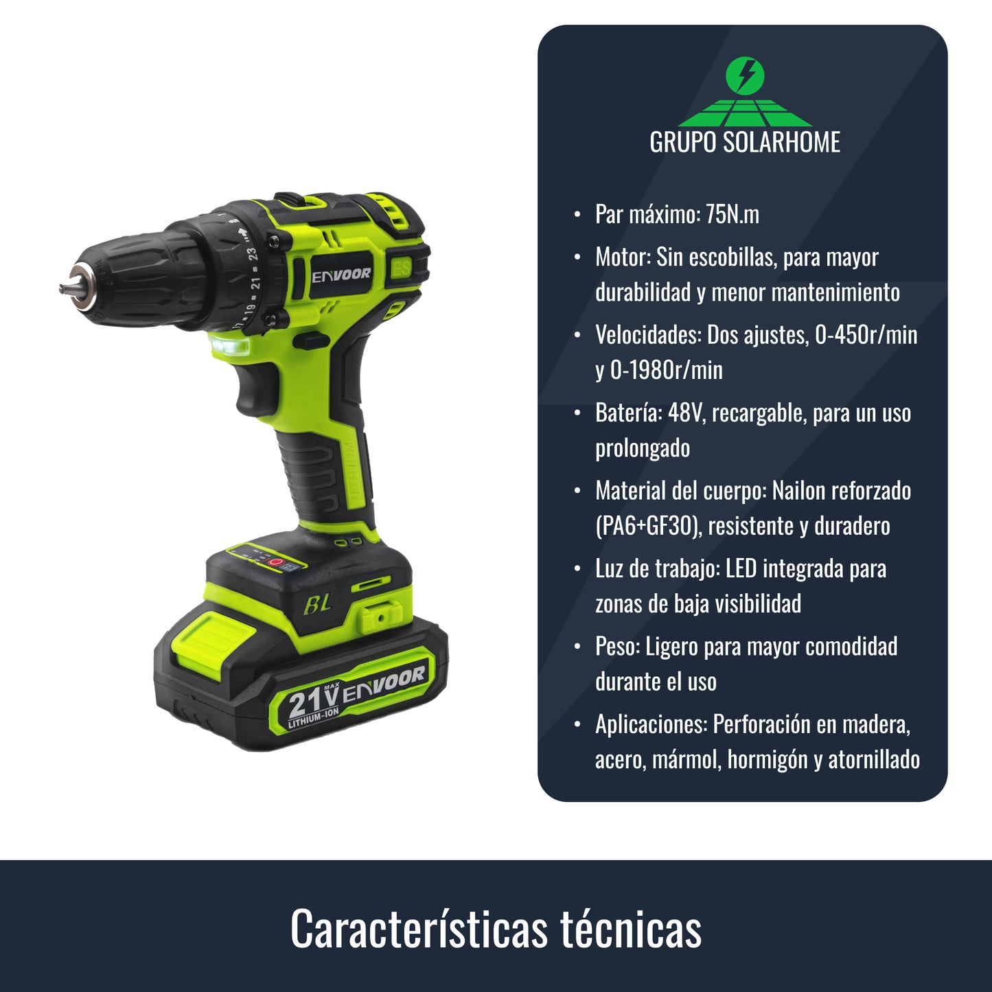 Taladro Eléctrico 48V MOTOR BRUSHLESS