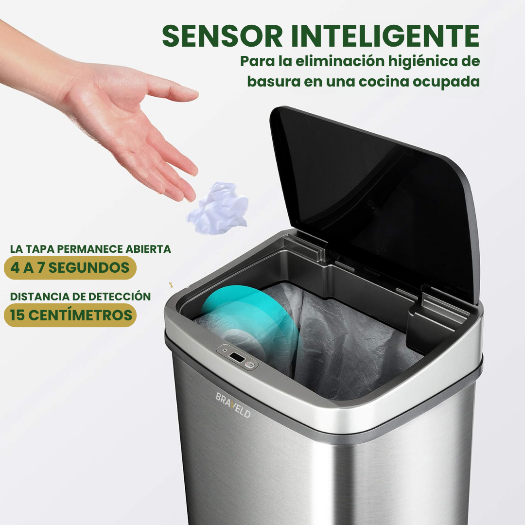 Cubo de Basura Inteligente con Apertura Automática 30L