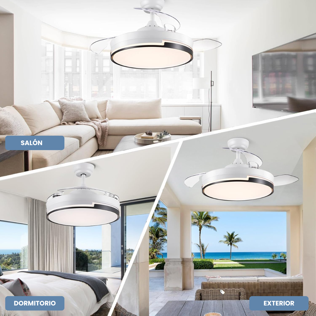 Ventilador Retráctil de Techo con Luz Regulable