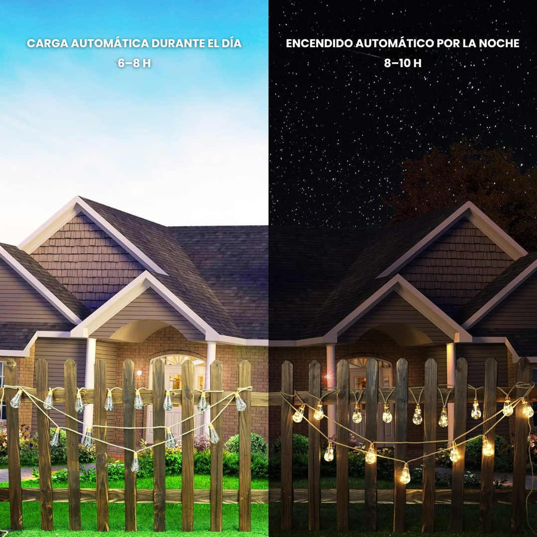 Guirnalda Solar LED con Cuerda de Cáñamo