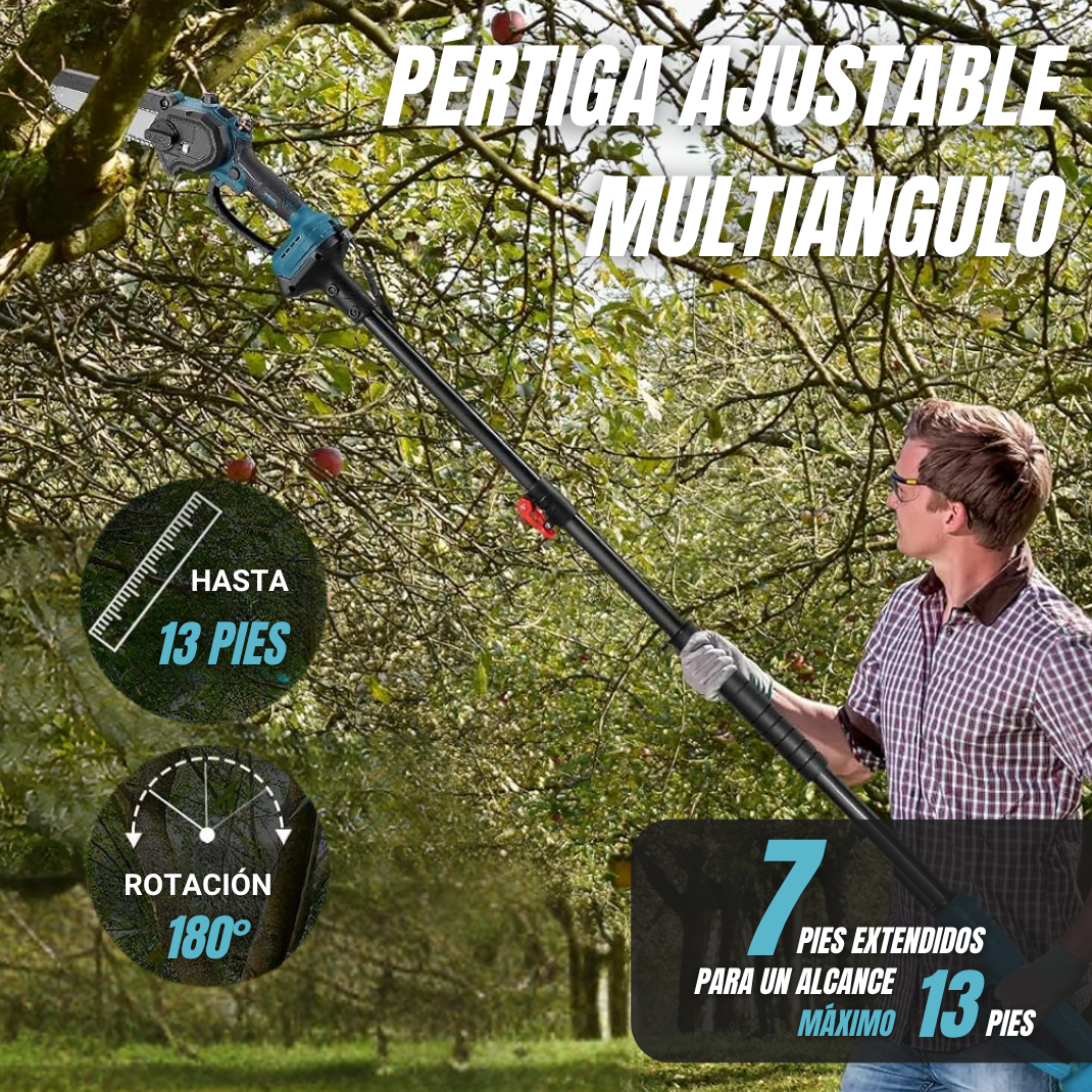 Tijera de Poda Eléctrica Portátil con Pértiga de Extensión