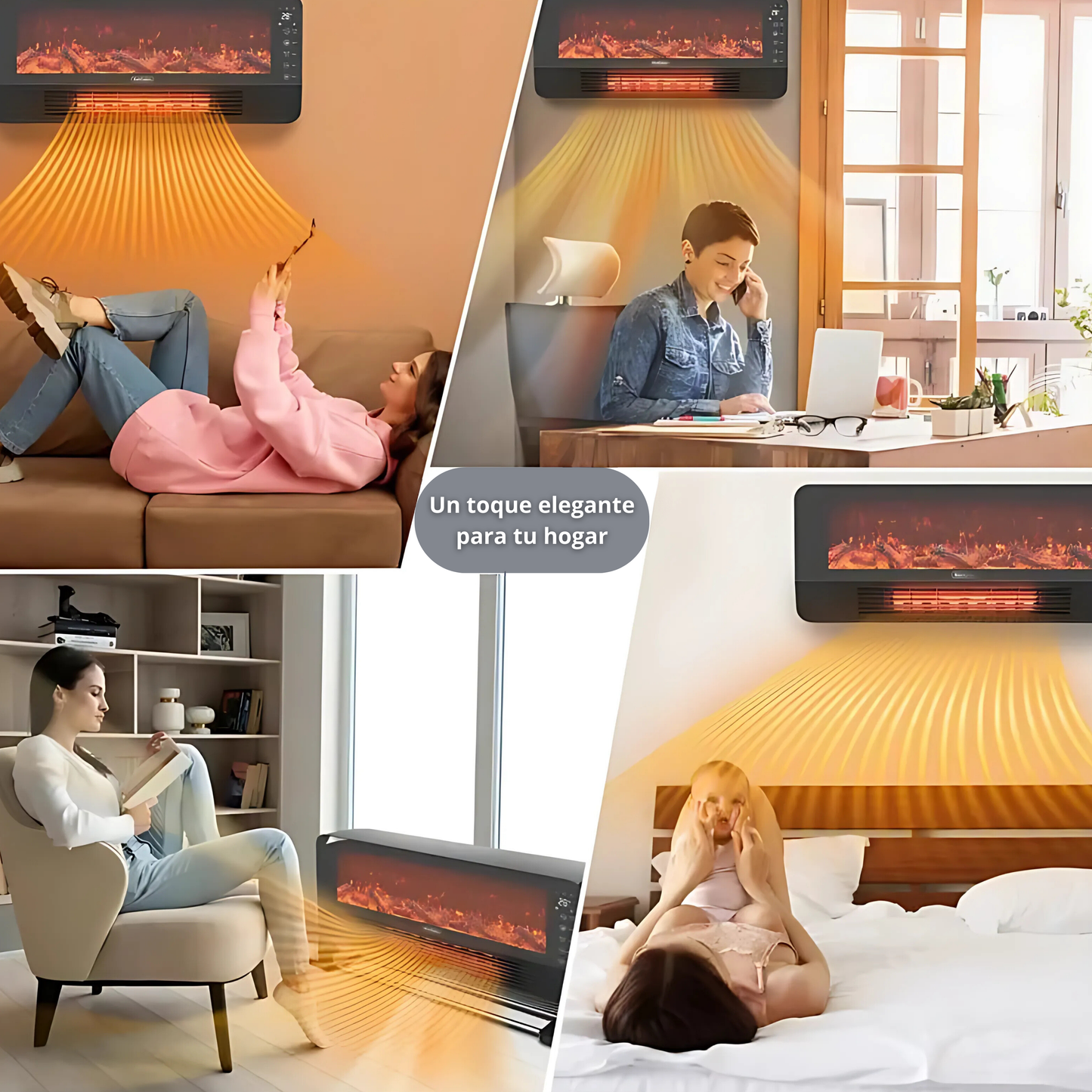 Calefactor Cerámico 2.000w Efecto Chimenea con Mando