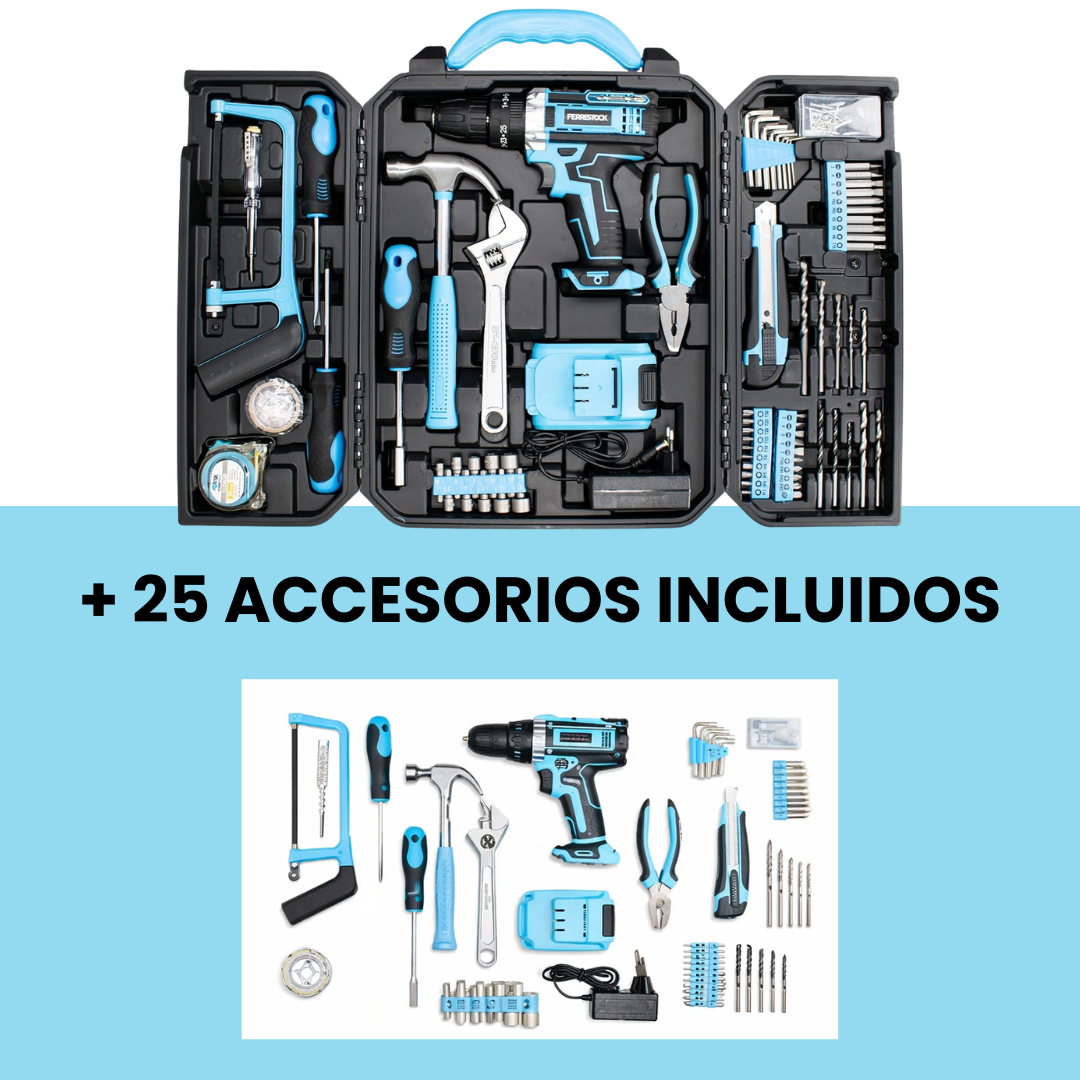 Bricoset Taladro Percutor 21V + 25 Accesorios