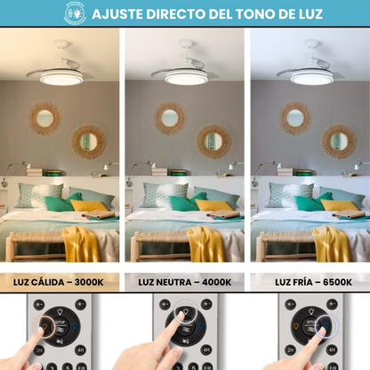 Ventilador Retráctil de Techo con Luz Regulable