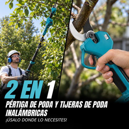 Tijera y Motosierra de Poda a Batería con Pértiga hasta 4,5m