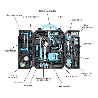 Bricoset Taladro Percutor 21V + 25 Accesorios