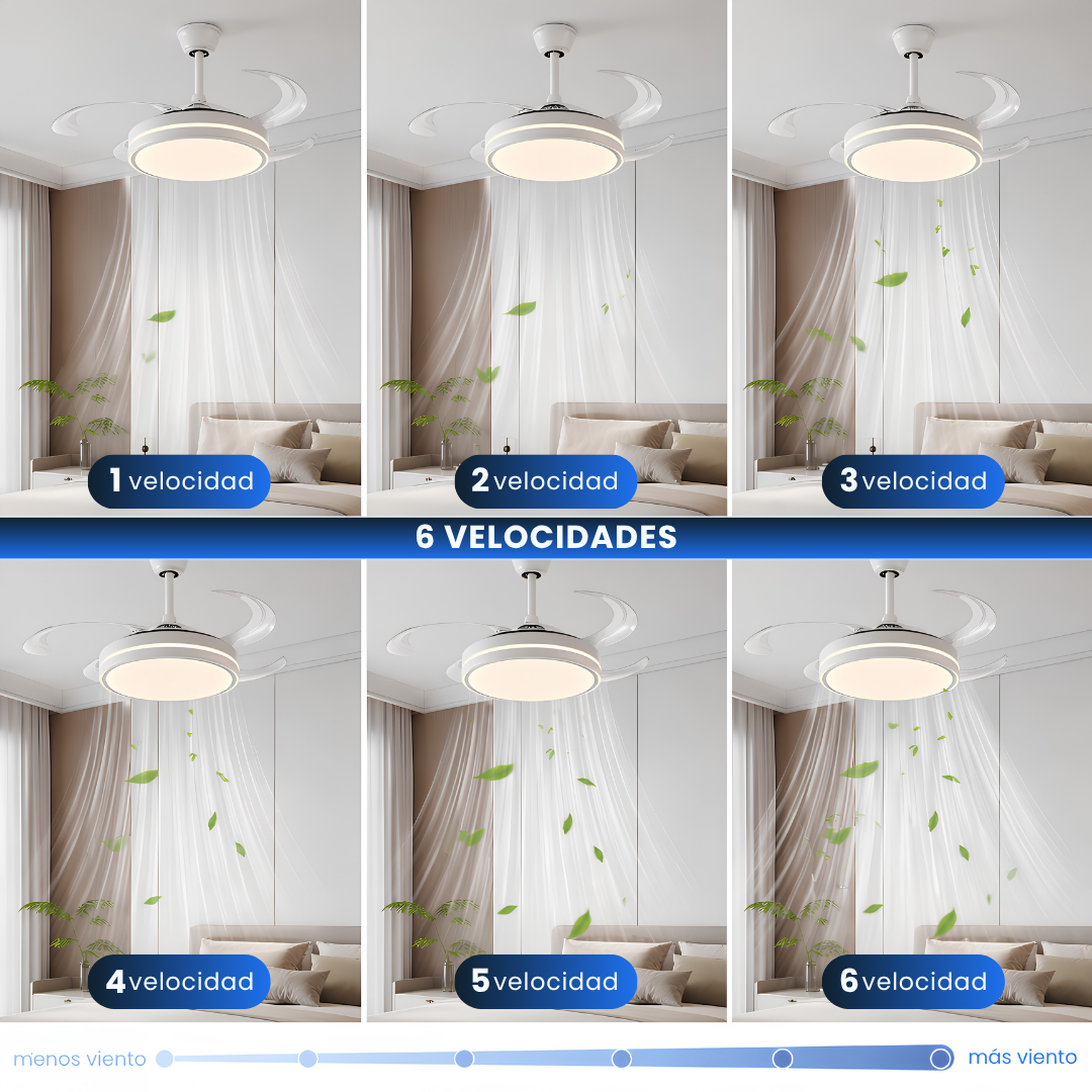 Ventilador Retráctil de Techo con Luz Regulable