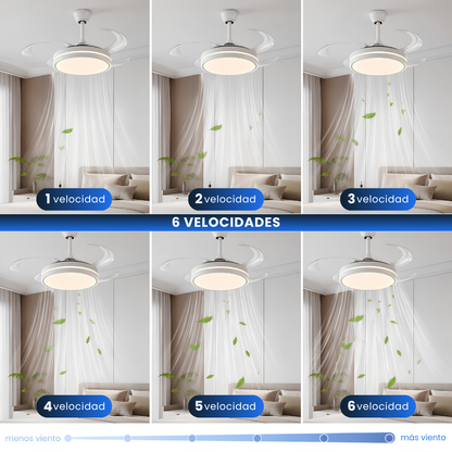 Ventilador Retráctil de Techo con Luz Regulable