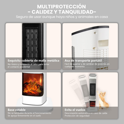 Calefactor Cerámico de Torre Efecto Llama