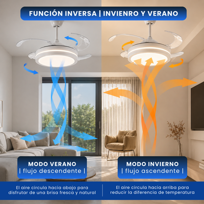 Ventilador Retráctil de Techo con Luz Regulable
