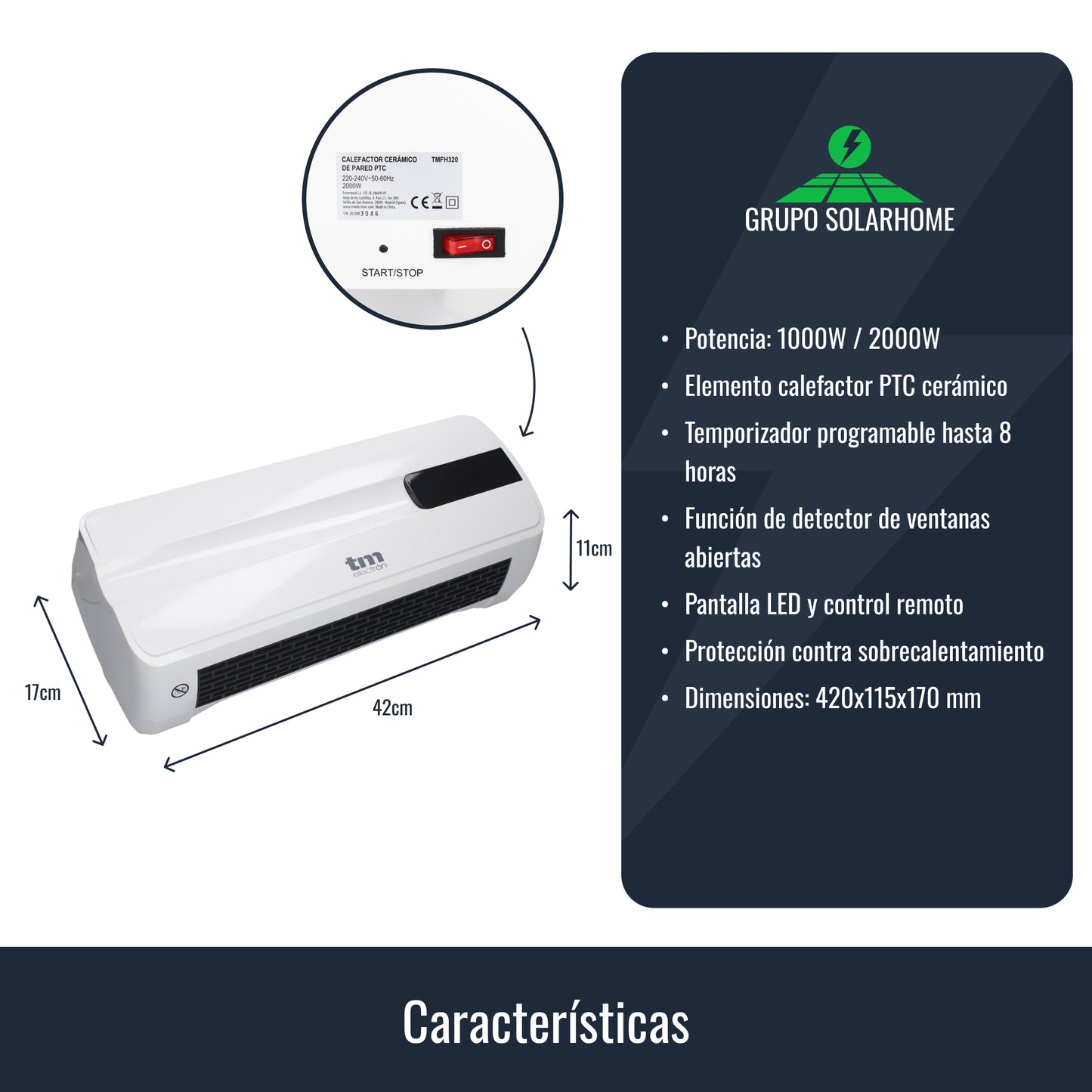 Calefactor Eléctrico Pared