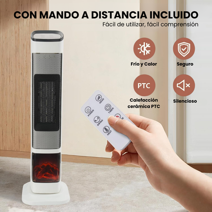 Calefactor Cerámico de Torre Efecto Llama