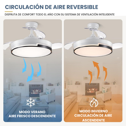 Ventilador Retráctil de Techo con Luz Regulable