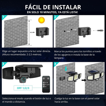 Lámpara Solar Sin Cable Con Sensor de Movimiento