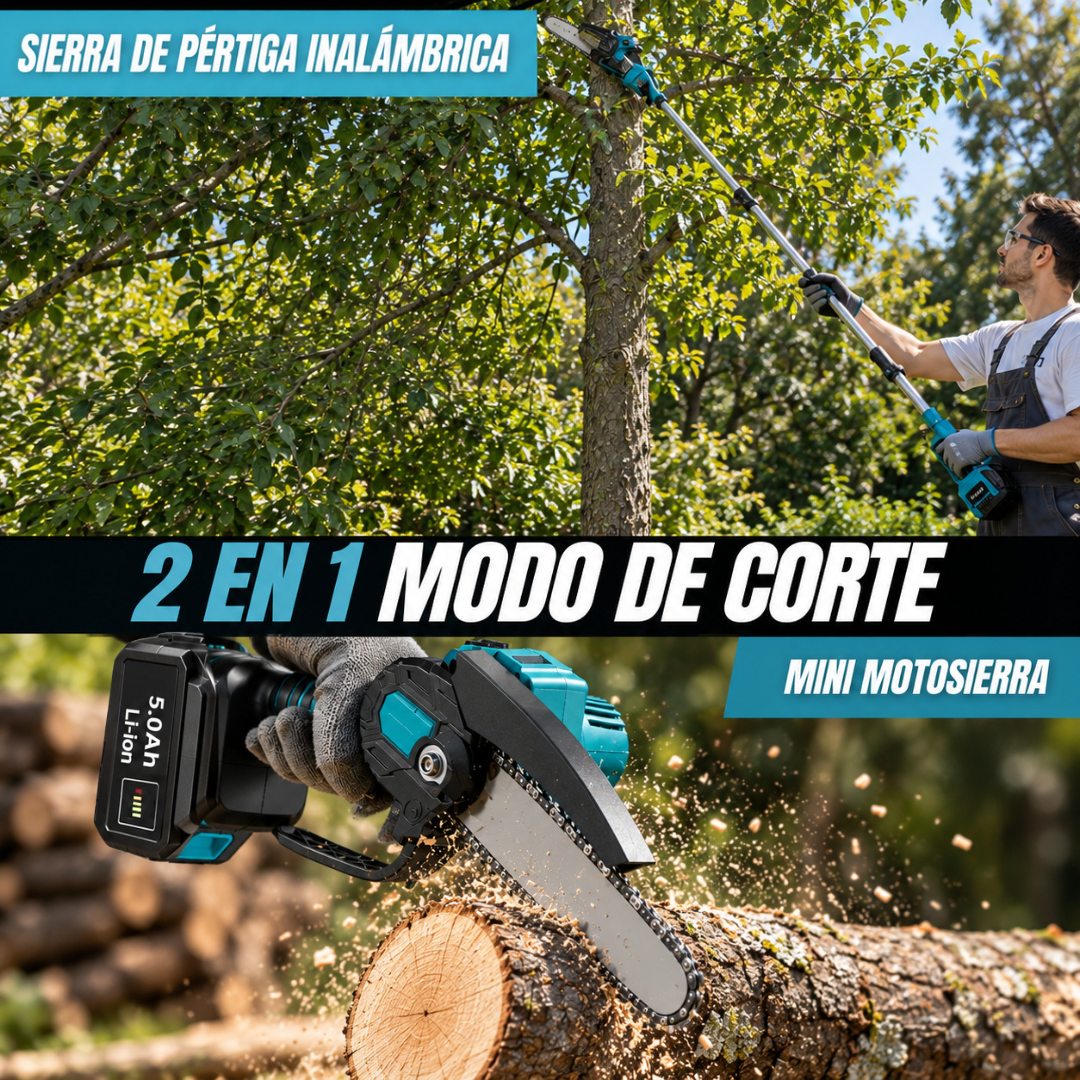Tijera y Motosierra de Poda a Batería con Pértiga hasta 4,5m