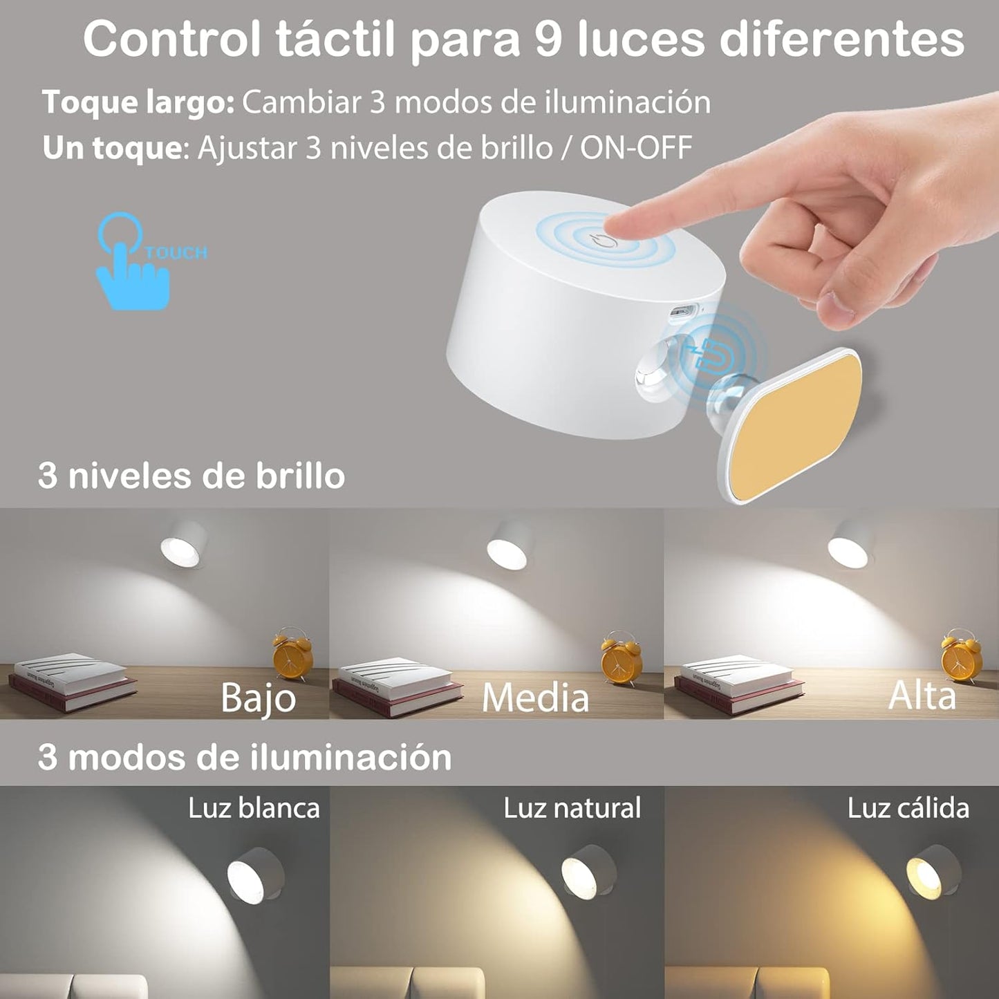 Lámpara de pared recargable