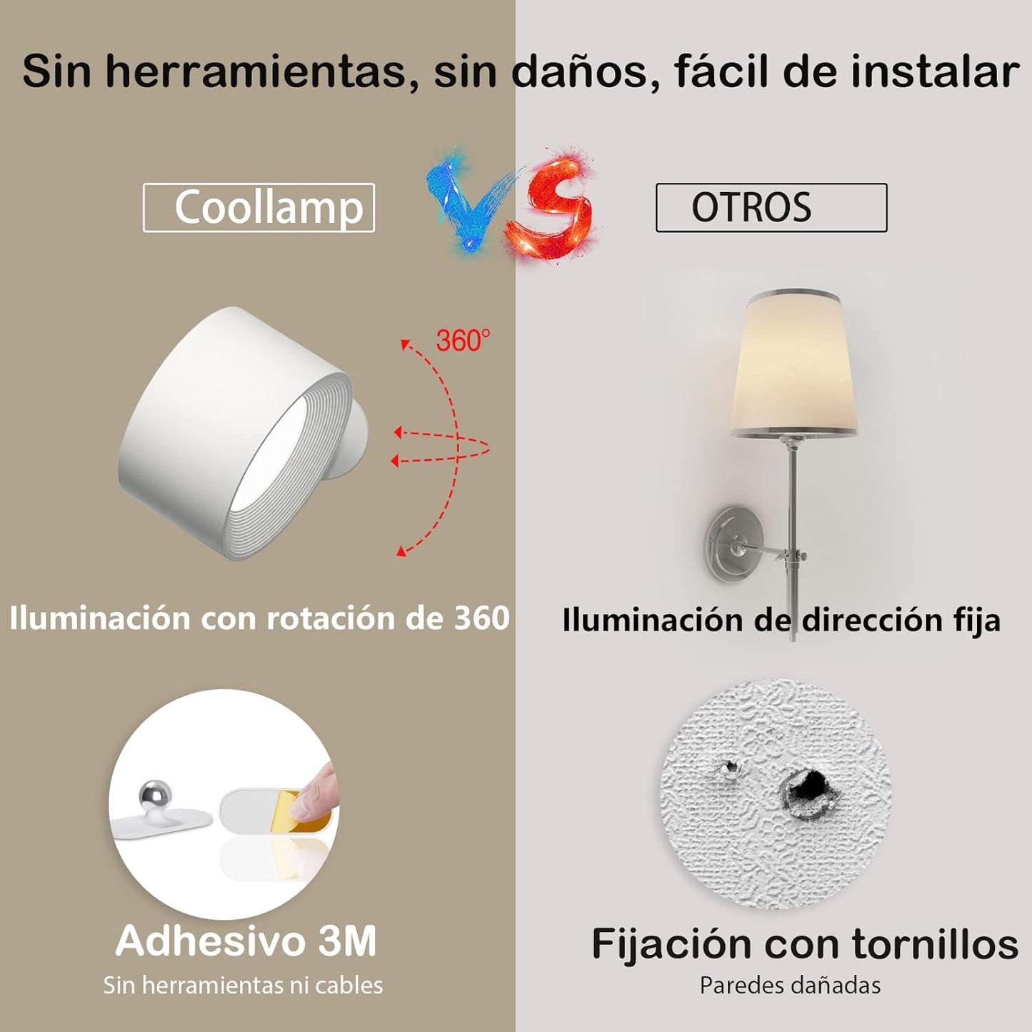 Lámpara de pared recargable